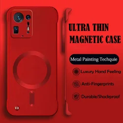 Luxury Magnetic Wireless Charging Phone Case with Hard Protective Bumper for Xiaomi 12T (Red)