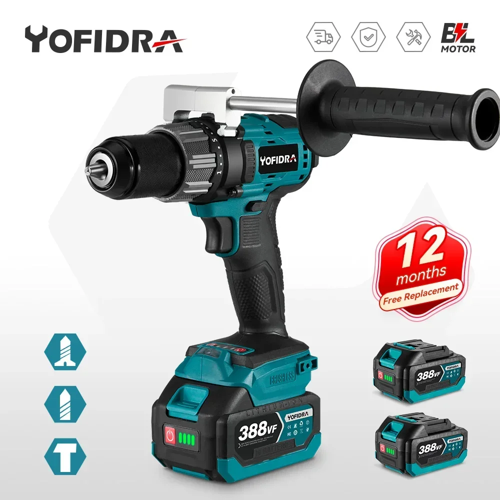 Бесщеточная электрическая дрель Yofidra, 13 мм, 650 нм, беспроводная перезаряжаемая электрическая отвертка, инструменты для разбивания льда для Makita, батарея 18 в Бесщеточная электрическая дрель Yofidra, 13 мм, 650 нм, беспроводная перезаряжаемая электрическая отвертка, инструменты для разбивания льда для Makita, батарея 18 в