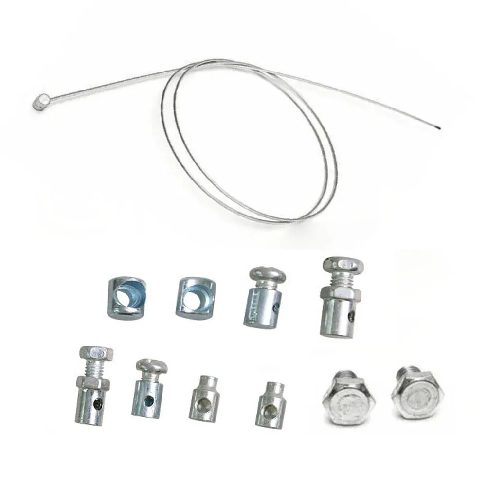 11pcs/set Universal Throttle Clutch Cable Repair Kit Solderless Nipple with Sleeve Nut Set with Cable Lawnmower Rotovator Parts