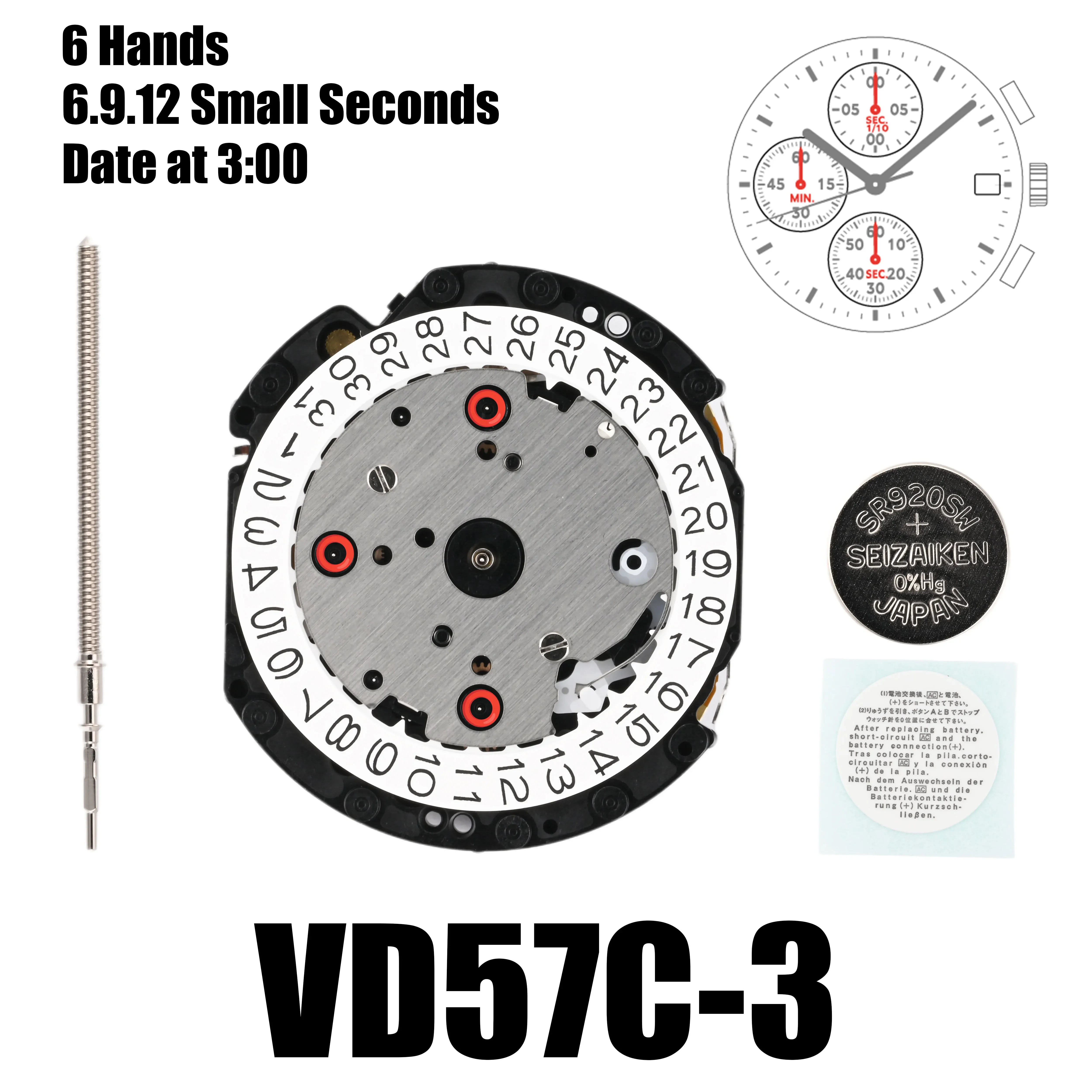 Genuine VD57 Movement Japanese TMI VD57 Movement 6 hands Chrono (1