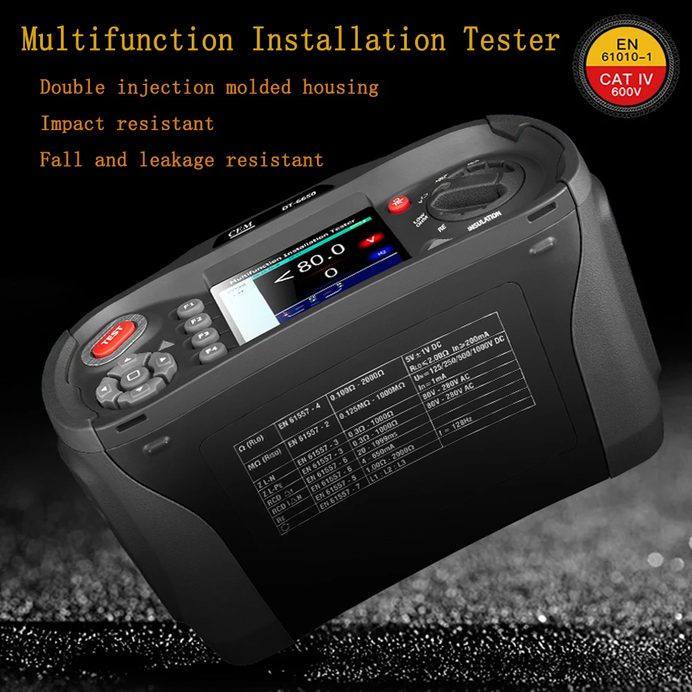 Multifunction Installation Tester with 3.5" TFT Color LCD Display Voltage Resistance Loop impedance RCD PFG PSC Tester Kit