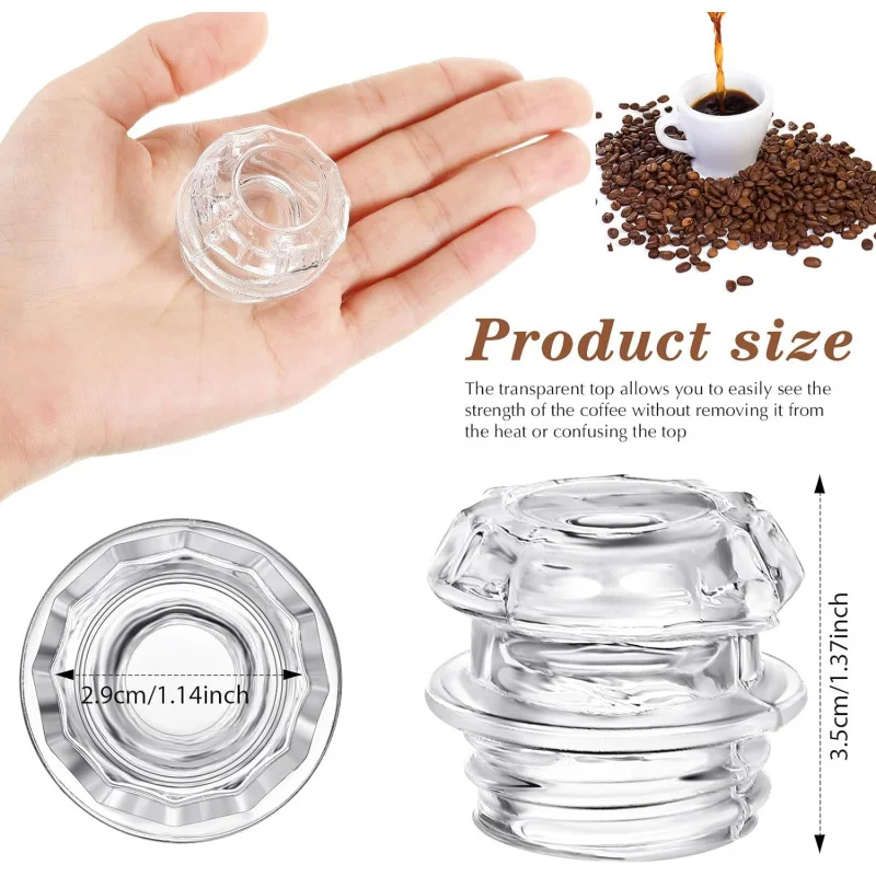Coffee Maker Coffee Pot 2-Piece Transparent Coffee Percolator Top-Replacement Glass Knob Top for Coffee Filter