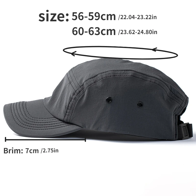 여름 빅 사이즈 63cm 빠른 건조 야구 모자 남성용 여성용 솔리드 양산 오리 혀 모자 얇은 통기성 태양 보호 모자