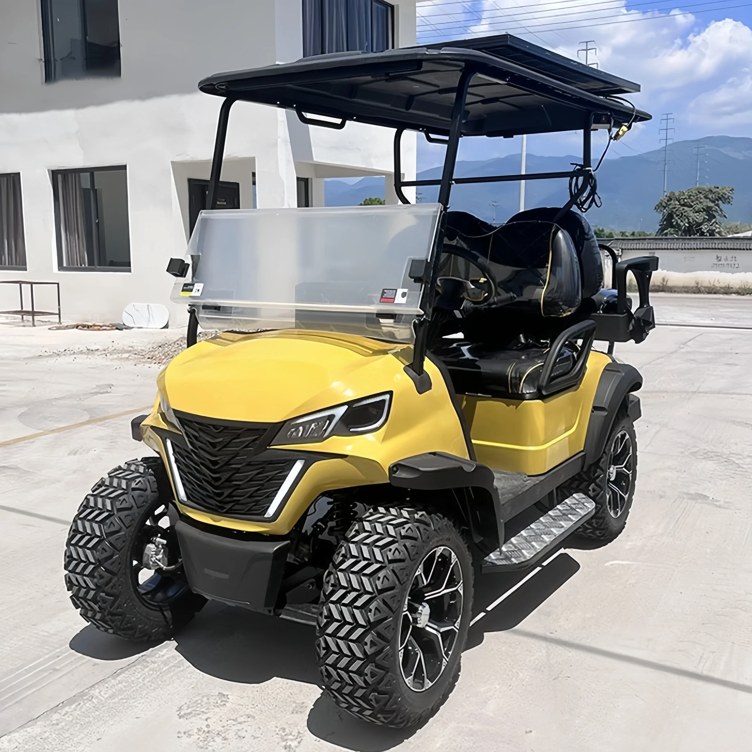 Shining chinese 48v low cheap price electric 4 seat solar panel electric golf cart price sale golf buggy