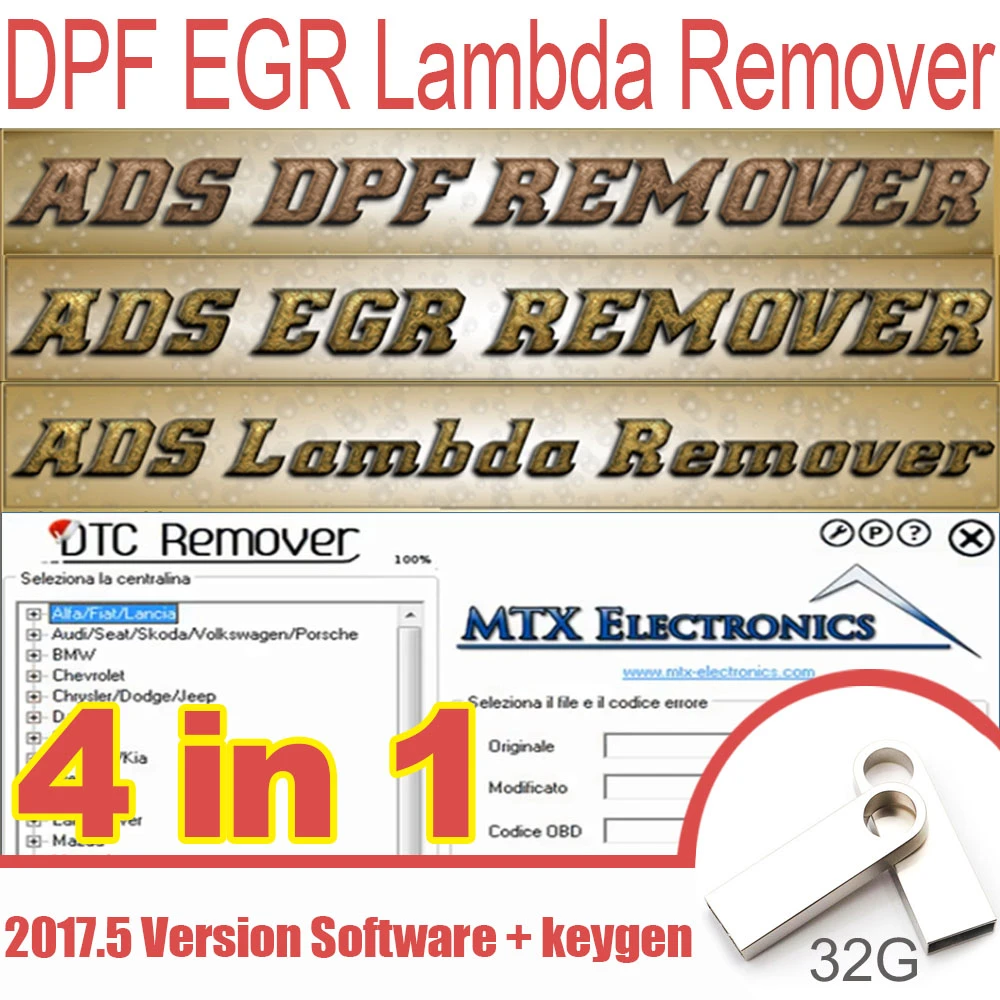 car battery drain tester 4 in 1 DTC Remover V1.8.5.0 With Keygen DPF EGR Lambda Remover 3.0 V2017.5 + Unlock Keygen Professional Car software 32gb USB car battery analyzer