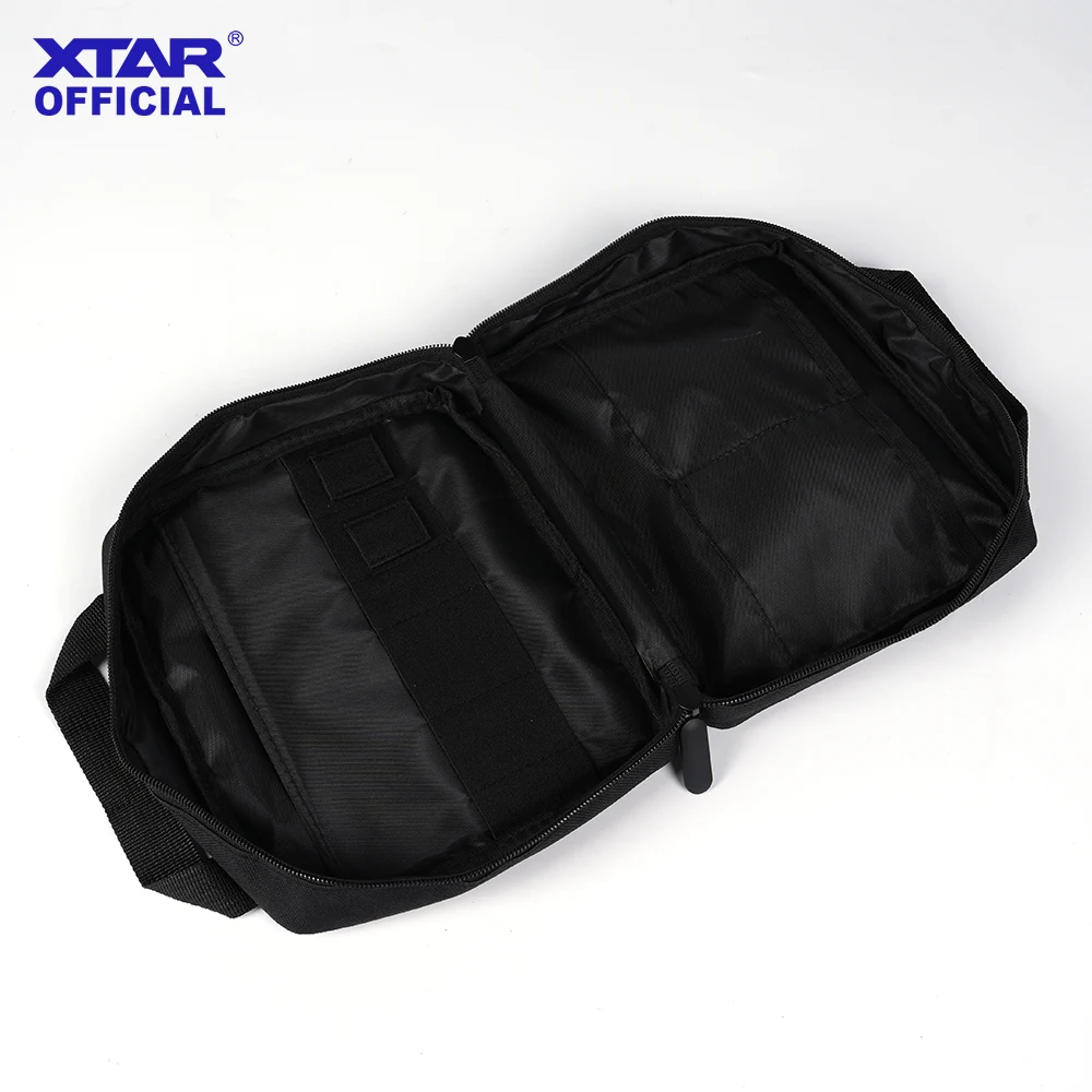 XTAR 블랙 EDC 파우치 손전등 휴대 가방 배터리 정리 케이스 DIY 보관 숄더백 (충전기 케이블, 보조배터리용)