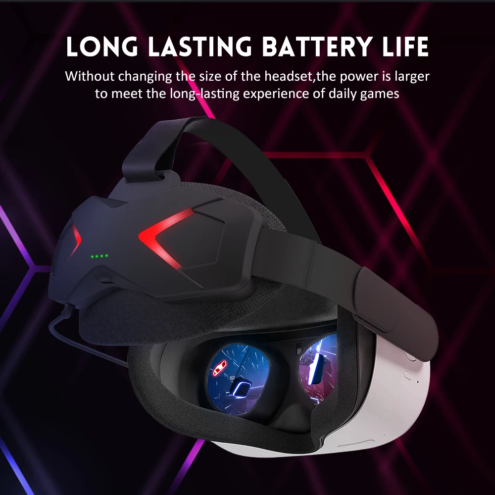 Curea de cap reglabilă de 5000mAh pentru Oculus Quest 2, suport îmbunătățit, confort tactil, baterie încorporată, accesorii_voghion.com