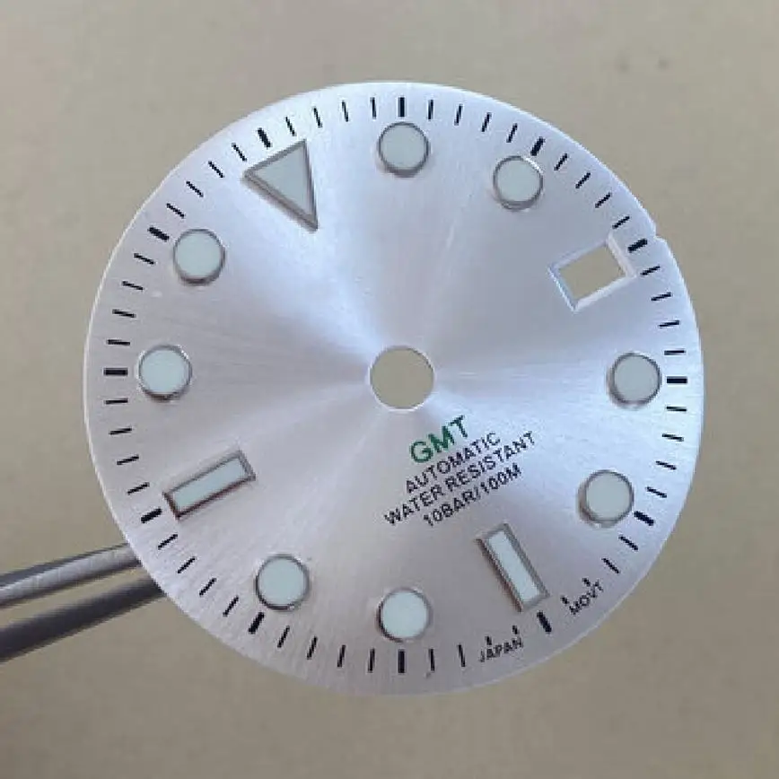 

Sunburst Dial NH34 GMTdial For diving watch Green luminous dial 29mm for NH34 movement watch MOD accessories