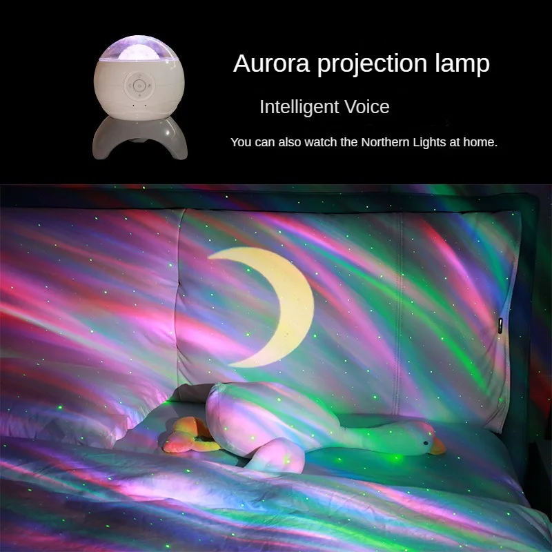 

LED Moon Projection Starry Sky Light Intelligent Voice Bluetooth Speaker Home Aurora Borealis Colorful USB Atmosphere Laser Lamp