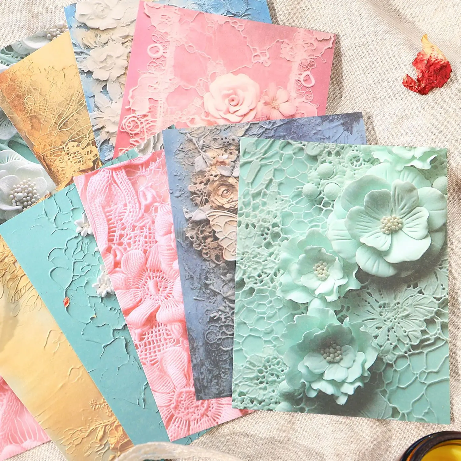 30 Sheets 3D stereo Flowers style Decorative Diary Album Scrapbooking Collage material paper Planner Craft Supplies