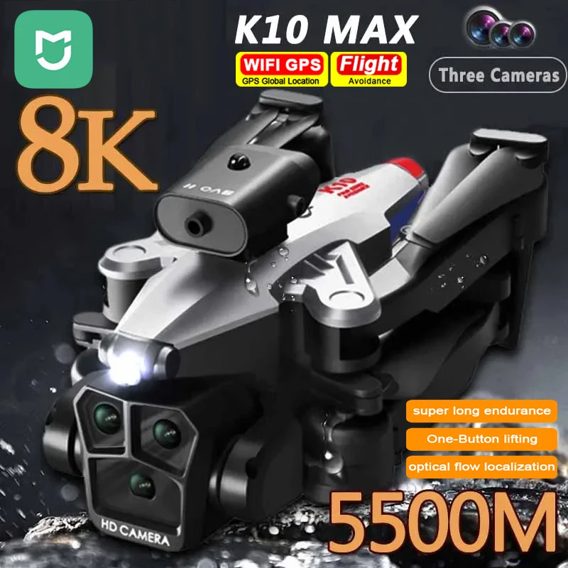 MIJIA K10Max Drone 8K Three Camera Wide Angle Optical Flow Localization Obstacle Avoidance RC Quadcopter drone quadcopter