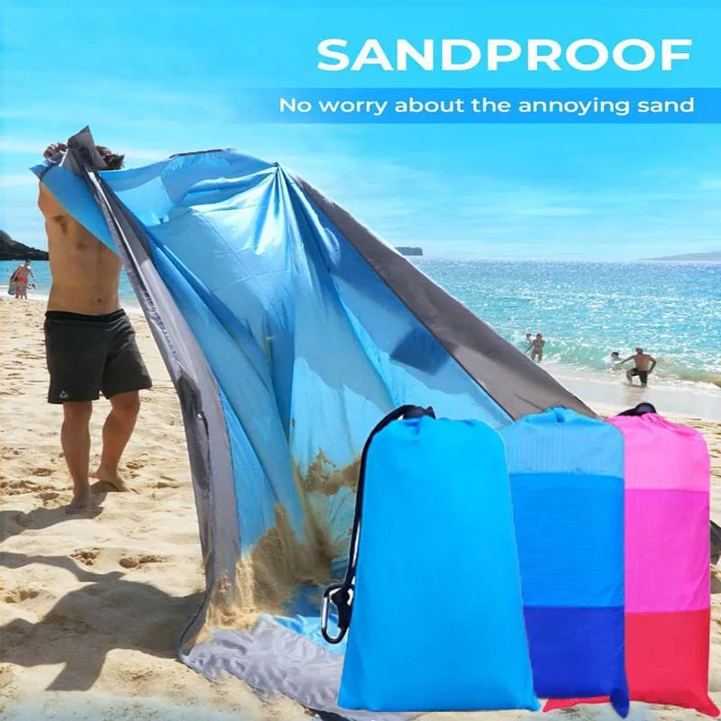 

Hot Beach Mat Sand-free Beach Towels Portable Anti-Sand Beach Blanket Oversized Pocket Picnic 4 Anchor Wind Prevent Waterproof