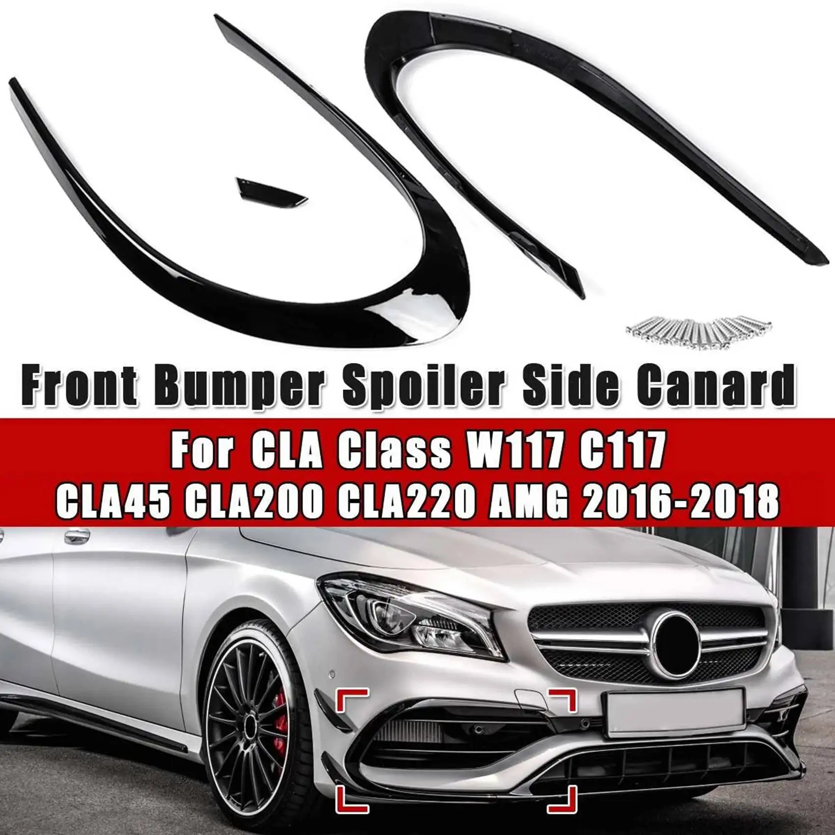 메르세데스 벤츠 CLA 클래스 W117 C117 CLA45 CLA200 CLA220 AMG 2016-2018용 AASS-자동차 앞 범퍼 사이드 안개등 스플리터 스포일러