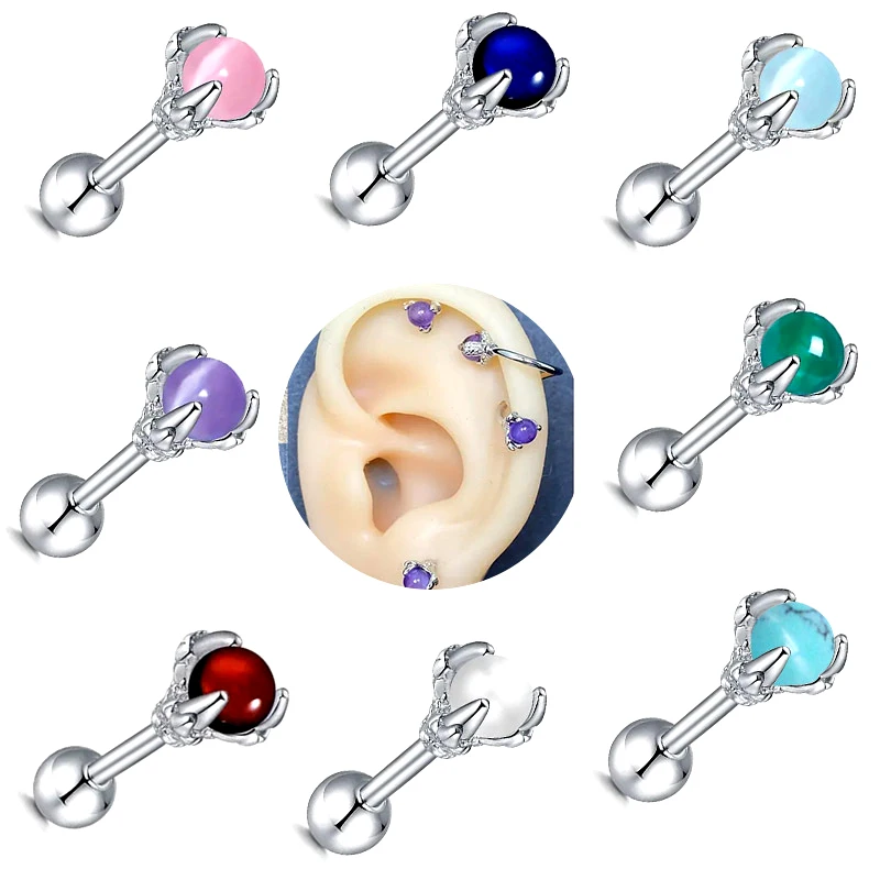 Black Dragon Claw Orecchini Opale Screw Ear Cartilagine Nail Piercing 1 Pz