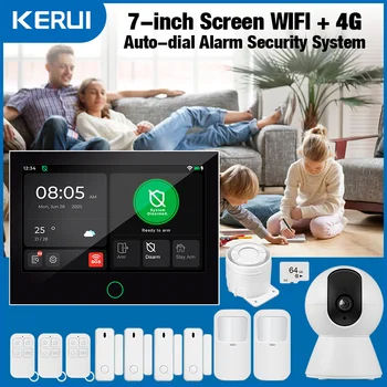 KERUI 7 Inch IPS Screen 4G Tuya Smart Home Security Alarm System GSM WiFi Wireless Home Burglar Security Alarm System G70 1