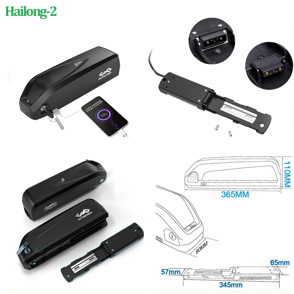 Hailong EBike Battery 36V 48V 52V 20Ah 24Ah Mountain Bicycle 18650 21700 Electric Bateria Pack for Bafang 1000W 750W 500W 250W