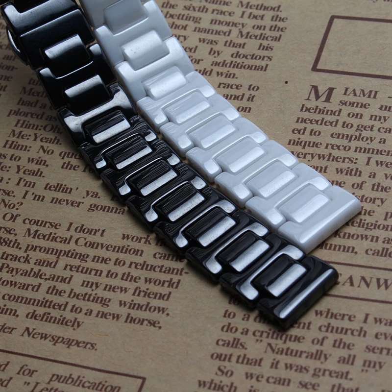 20mm 22mm Watchbands Ceramic strap Pure White ceramic black watch band