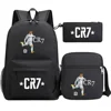3-Piece Ronaldo Print Soccer Star School Backpack Set for Kids 4