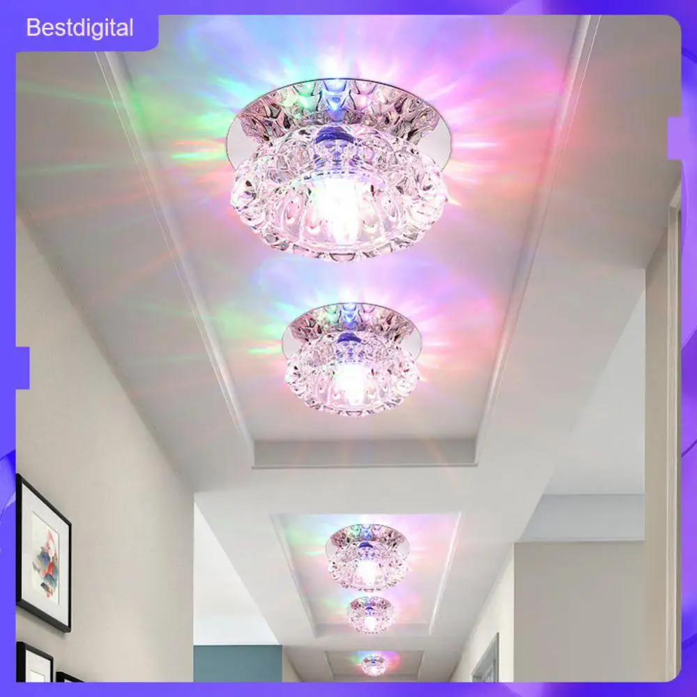 

Светодиодная потолочная лампа 3 цветов, освещение для коридора, зеркальное зеркало из нержавеющей стали, Хрустальные потолочные светильники 3 Вт/5 Вт, современные потолочные лампы