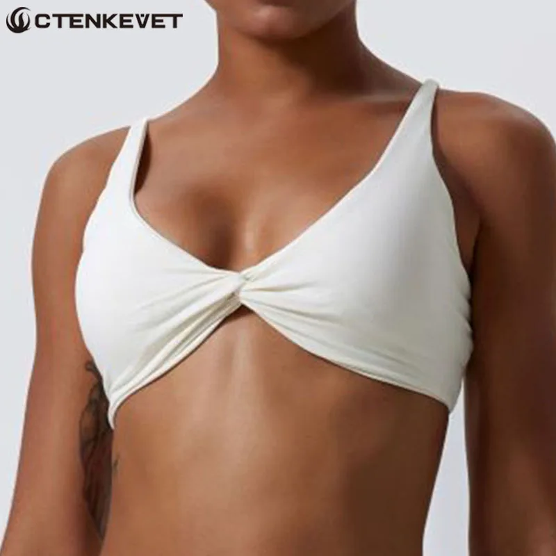 Ctenkevet Gym Sports Bra Women Push Up Workout Yoga Underwear Breathable Soften Crop Top Female Backless Fitness Bras