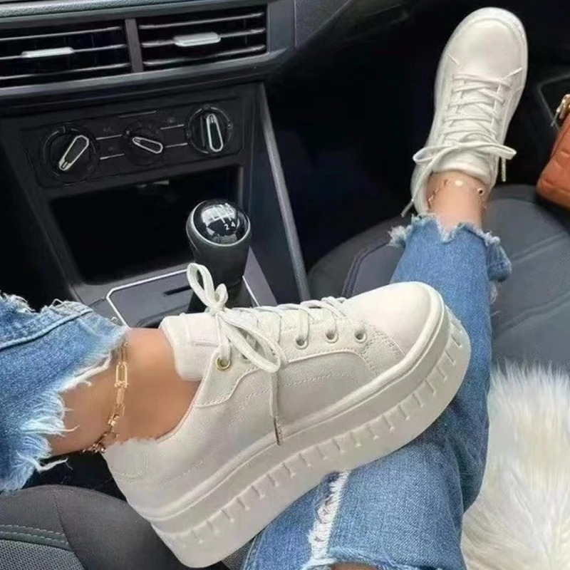 

Новая женская повседневная обувь на толстой подошве удобная спортивная обувь большого размера женские лоферы с круглым носком Вулканизированная обувь