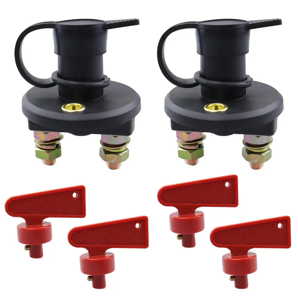 

2PCS Battery Disconnect Switch Battery Isolator Cut Off Power Kill Switch With Waterproof Key Cover For Marine Car Boat RV Truck