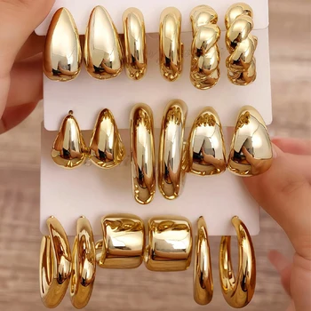 18 Pcs/Set Fashion Water Drop Earring For Women Vintage Exaggerated Geometric Twist Hoop Earrings Personalized Jewelry Gifts New