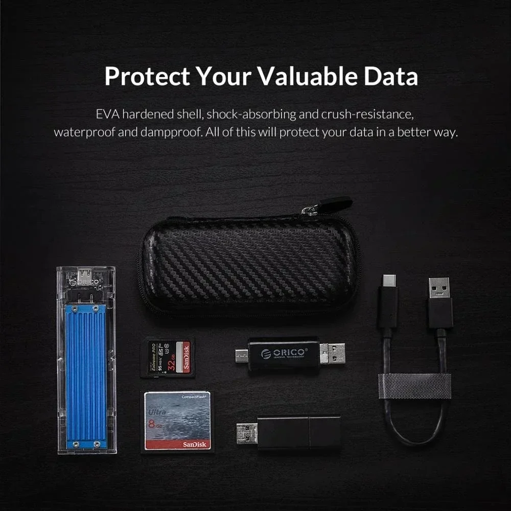 ORICO SSD Nvme M2 Hard Disk Case Protection Bag for External M.2 Case/U Disk/Data Cable Storage/Mobile Phone Charger Portable Hard Drive Bag Data Cable Storage Bag Cable Storage Bag Hard Drive Case Electronic Accessories Case Digital Accessories Bag Usb Flash Drive Case