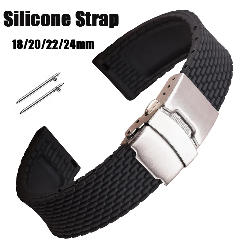 Universal Waterproof Silicone Watch Band - Sporty Rubber Bracelet