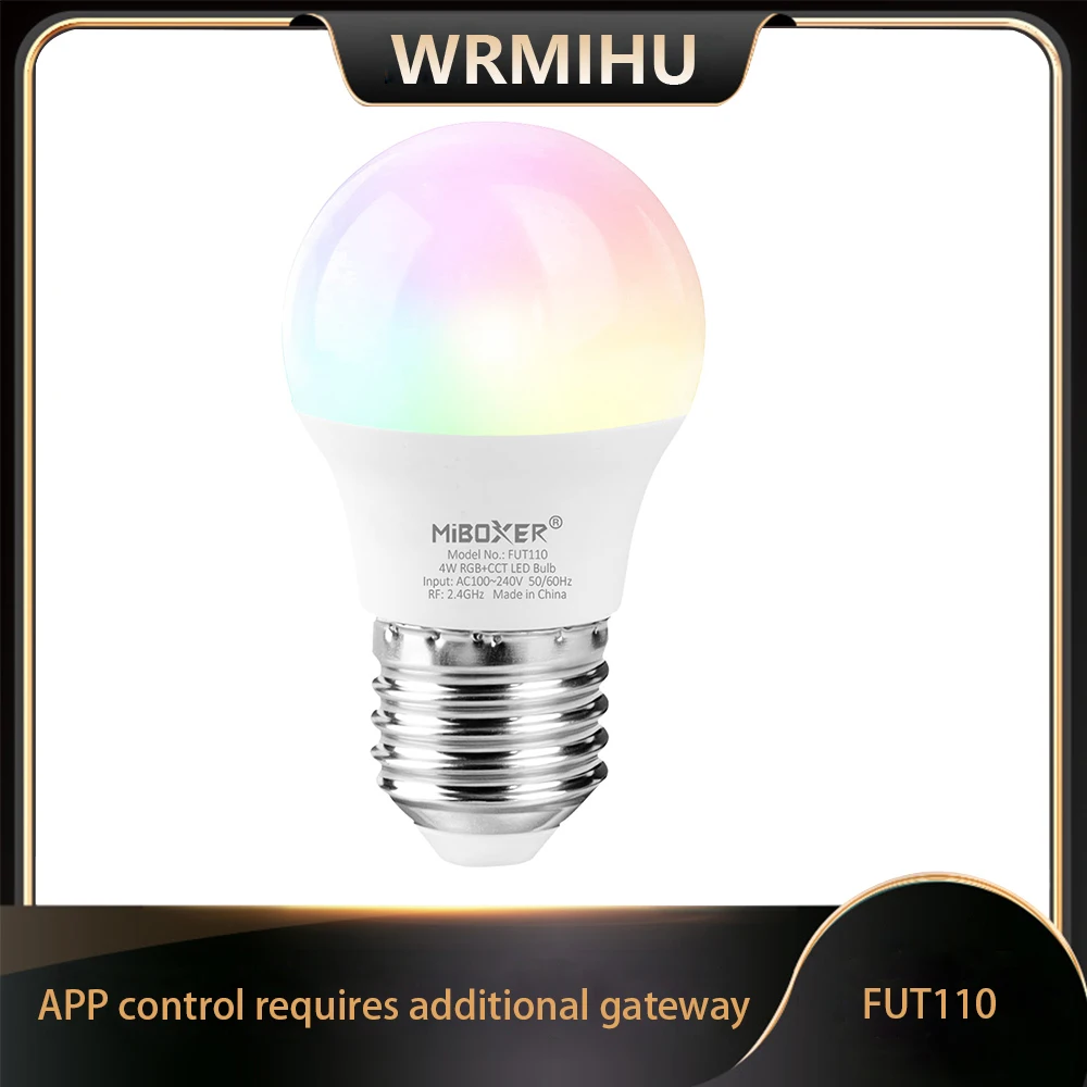 

Miboxer FUT110 AC100-240V 4W RGB+CCT E27 2.4GHz RF remote controllable Smart 16 Millions of colors to choose LED Bulb