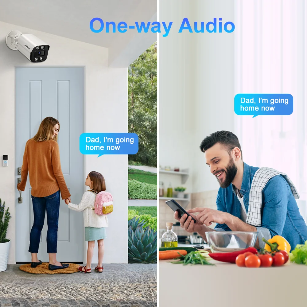 ASECAM 4K 8MP Telecamera IP CCTV esterna POE Audio H.265 Onvif AI Rilevazione umana Luce colorata Allarme Telecamera di sorveglianza di sicurezza - immagine 2
