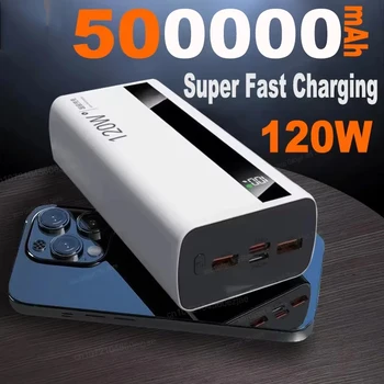 PowerBank ad alta capacità da 500000 mAh Batteria esterna portatile a ricarica super veloce da 120 W Powerbank per iPhone Huawei