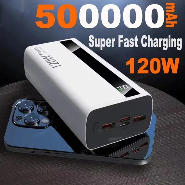500000mAh High Capacity PowerBank 120W Super Fast Charging Portable External Battery Powerbank for iphone Huawei 1