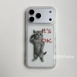 Korean Inspired Salute OK Little Kitten Matte Phone Case - Y2K Style Cover for iPhone 12 Mini (Only Case)