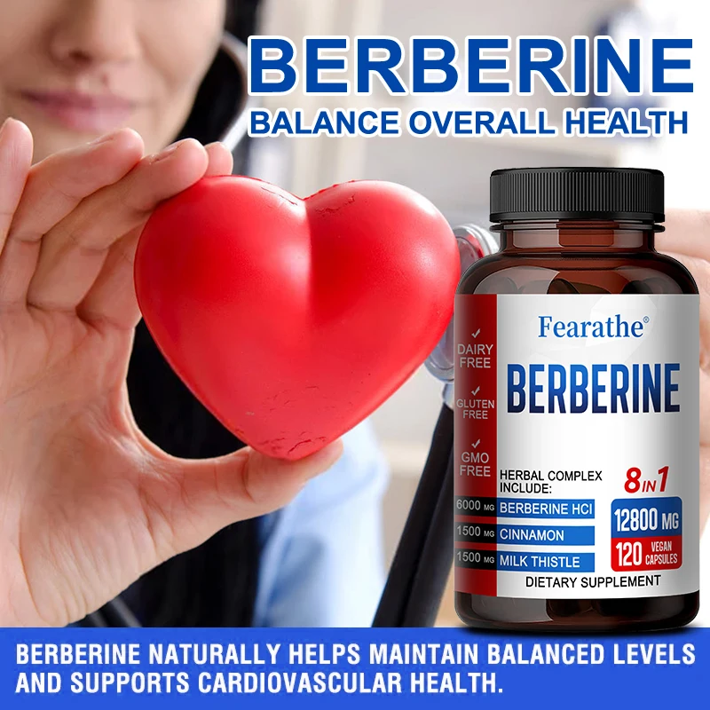 Ultra High Strength Berberine Supplement 12,800 Mg with Ceylon, Milk Thistle-Supports Immune, Cardiovascular and GI Health berberine capsules