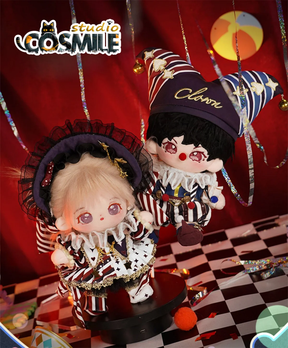

No attributes Dark Circus Fairy Tale World Clown Suits Costume Stuffed Plushie 20cm Doll Doll's Clothes Dolls Accessories OM