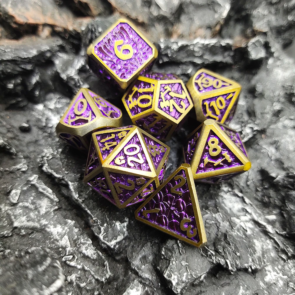 Game Dice Dice Set 7 Pcs Galaxy Metal D&D Dice Metal DND Dice Polyhedral Dice Set for Role Playing Game Pathfinder