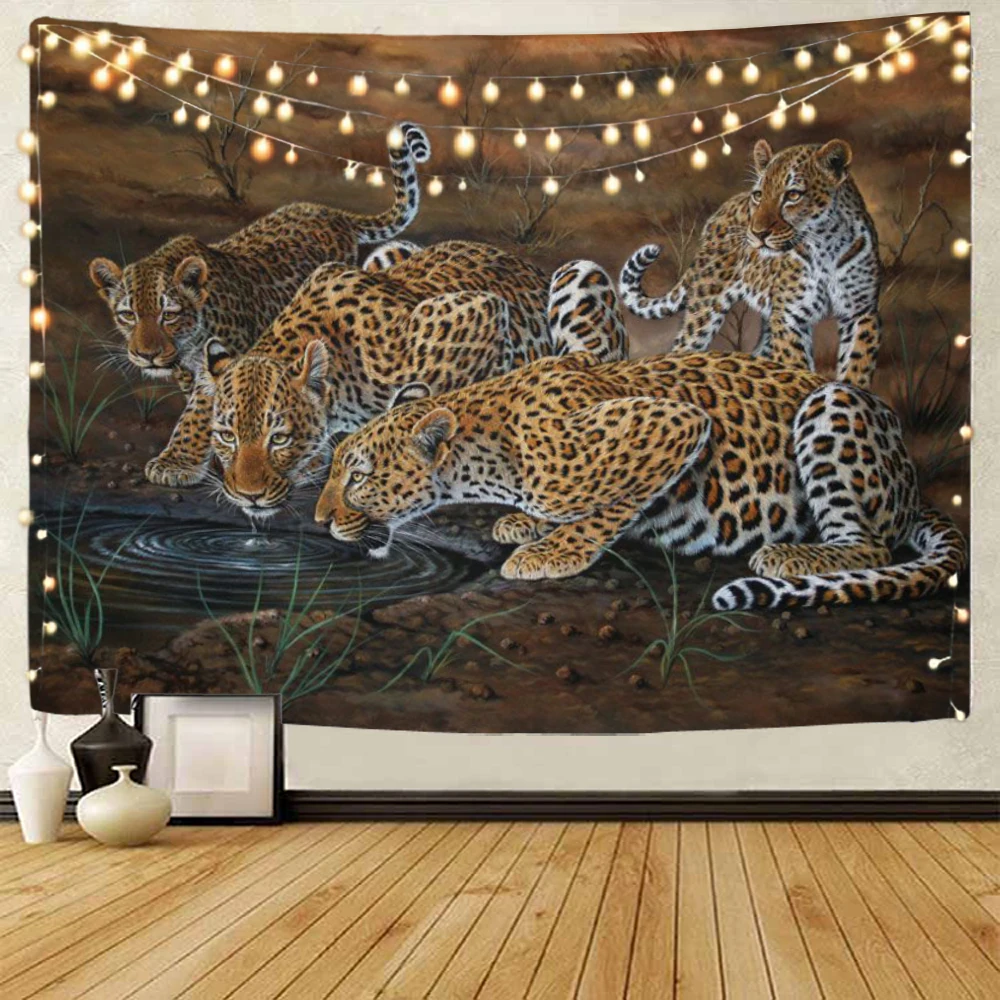 Leopardo dei prati, leopardo della giungla, decorazione del fondo animale del leopardo della foresta arazzo decorazione del fondo della casa