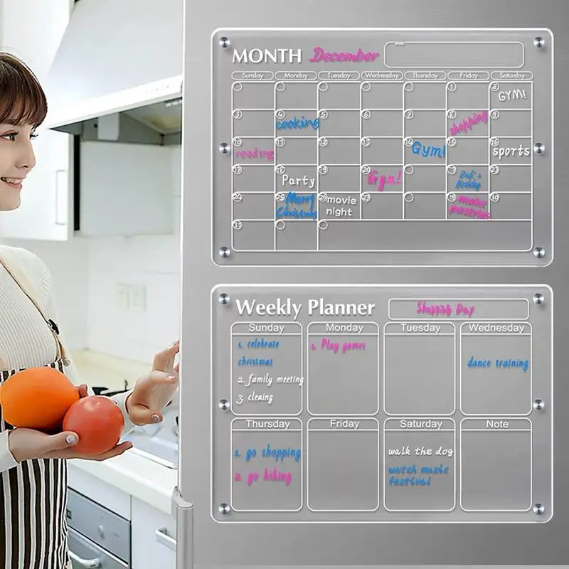 

Acrylic Calendar Transparent Acrylic Weekly Dry Erase Calendar To Do List Whiteboard For Fridge For Planning & Grocery Shopping