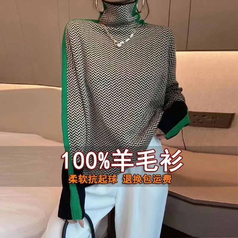 

Autumn and Winter Pullover Sweater European Stock High-end Quality Color Colored Characters Wool Bottoming Shirt Female Sweater