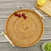 Multi-purpose Hand-made Rattan Tray Rattan Woven Anti-hot Insulation Tray Kitchen Camping Home Clothes Storage Fruit Basket 3
