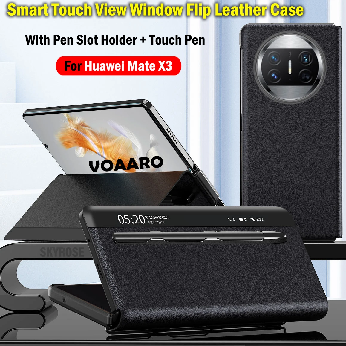 

New Style Touch Pen for Huawei Mate X3 Case Smart Touch View Window Flip Cover for Huawei Mate X3 Flip Leather Case with Pen Slo