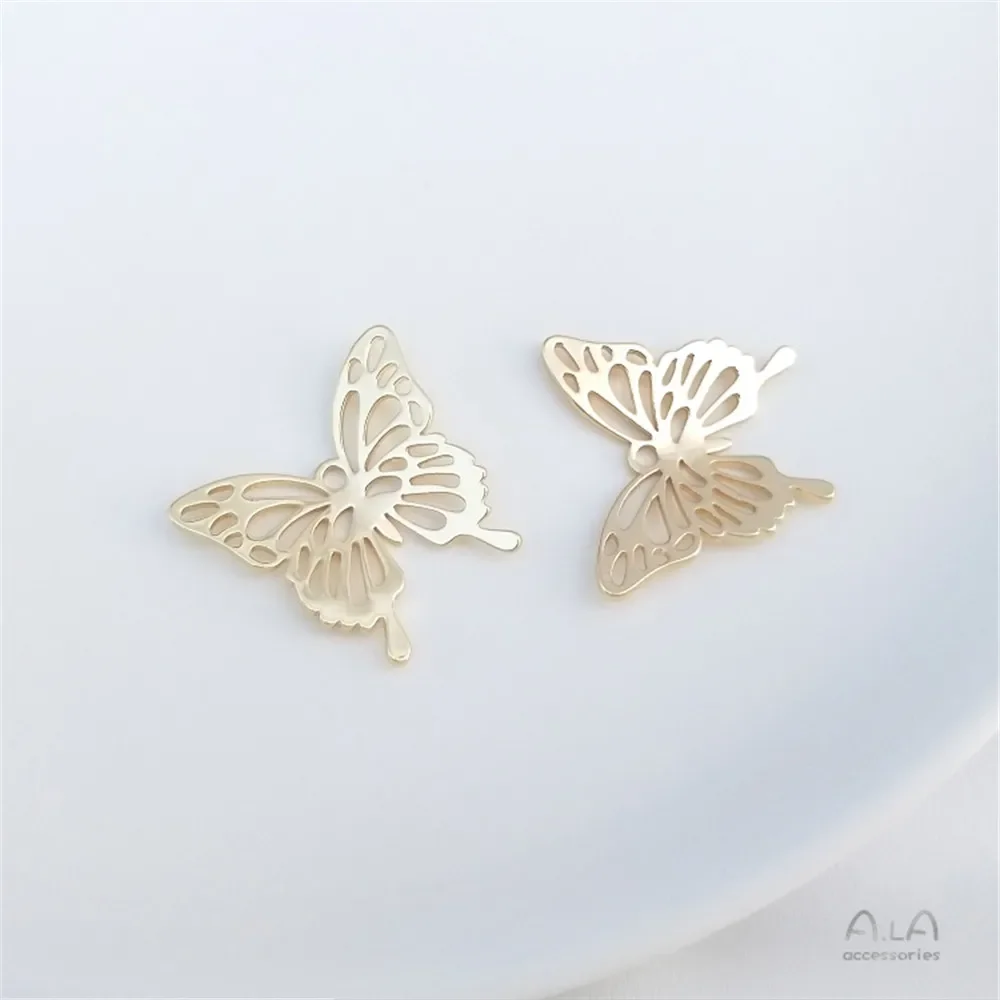 

14 к медный плакированный золотой полый Позолоченный Кулон-бабочка Сделай Сам браслет ручной работы ожерелье кулон серьги подвесные украшения