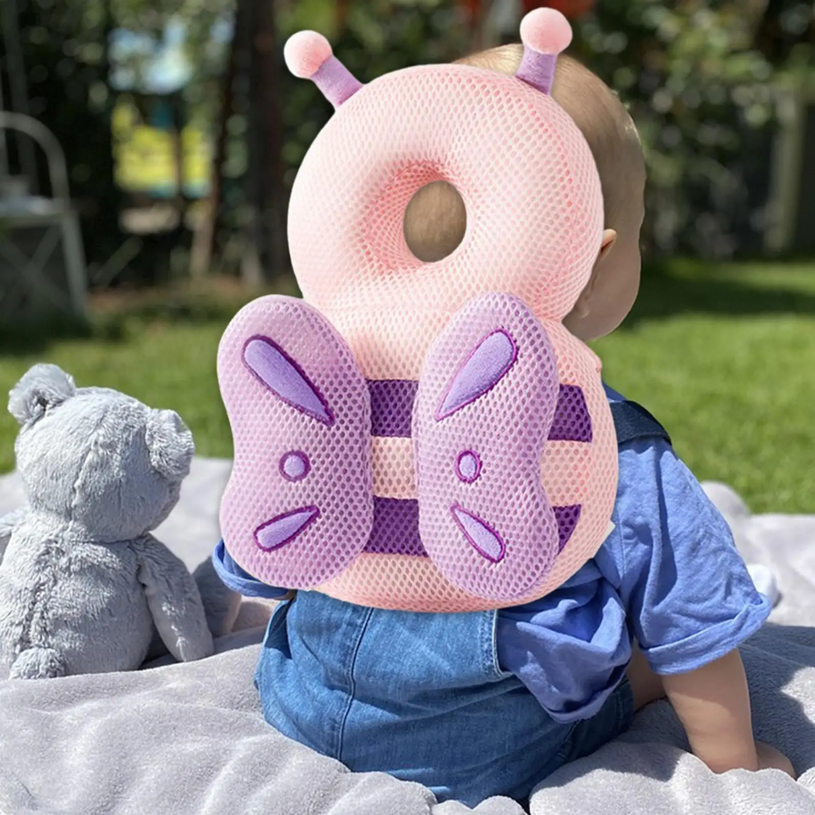 Baby Back Protection Anti Fall Animal Shape Cute Soft Breathable Baby Head Protection Cushion for Walking Crawling Kids Children