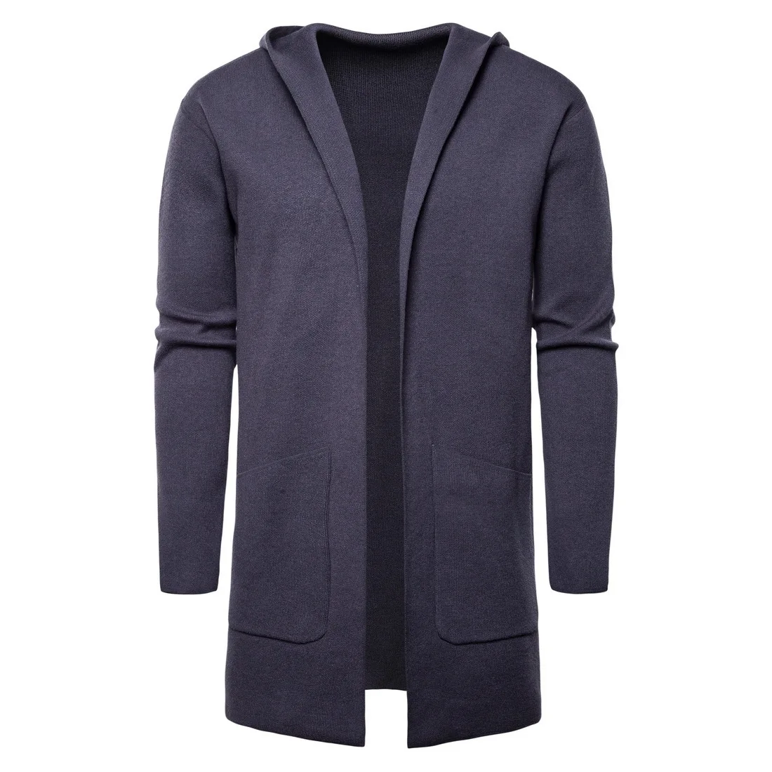 

Spring and Autumn Men's Hooded Sweater Cardigan Jacket Men's Fashion Long Knit Winter Coats