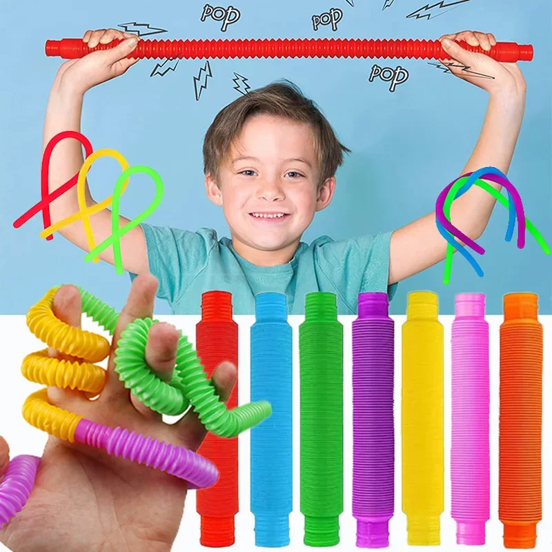 

Fidget Toys Plastic Pop Tube Coil Children'S Creative Magical ToysCircle Funny Toys Early Development Educational Folding Toy