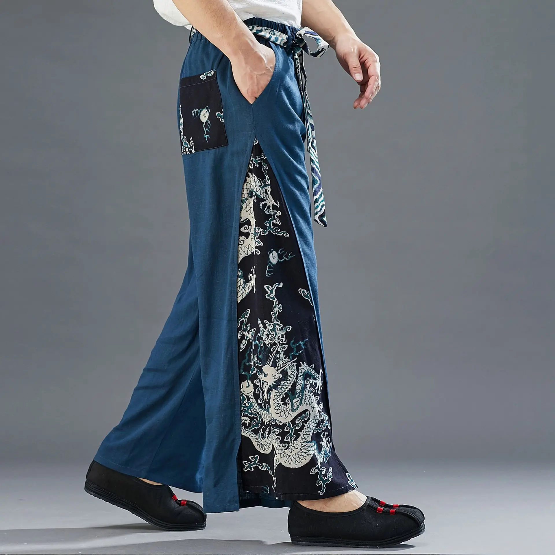 Martial Art Trousers Cotton Linen Men Tai Chi Martial Arts Kungfu Pant Chinese Style Baggy Sweatpant Jogger Casual Workout Yoga Meditation Wushu Pant tai chi trousers