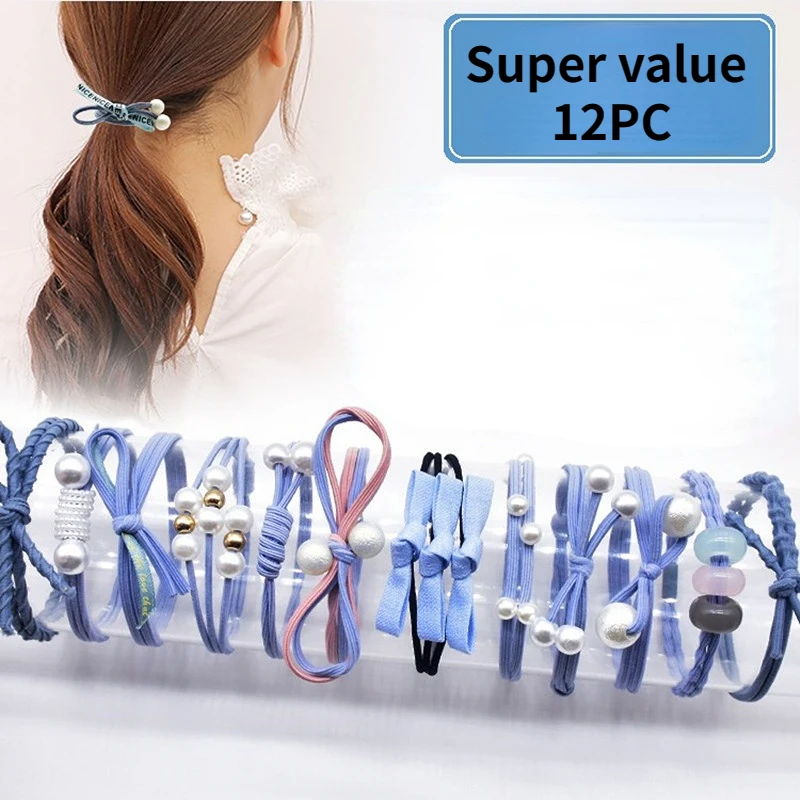 6PC/12PC Hair Rope Hair Accessories Tie Hair Ponytail Rubber Band Sweet