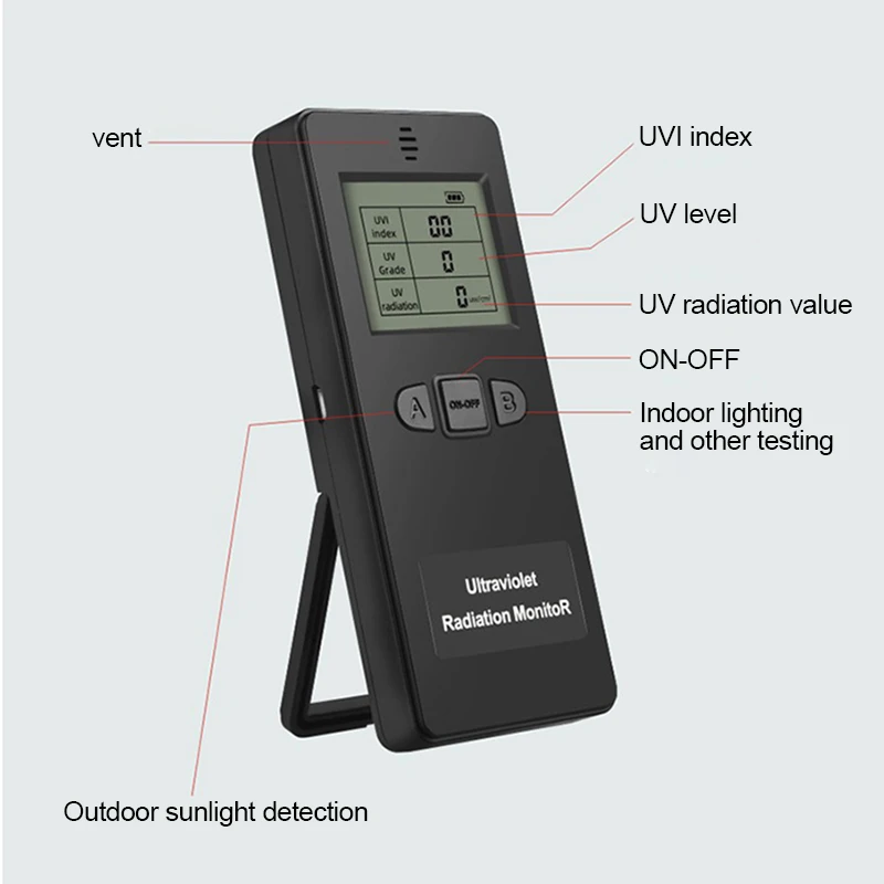 Digital Ultraviolet Radiation Detector UV UVI Meter Dosimeter Tester Counter With Temperature Display For Home Outdoor UV Meter 5