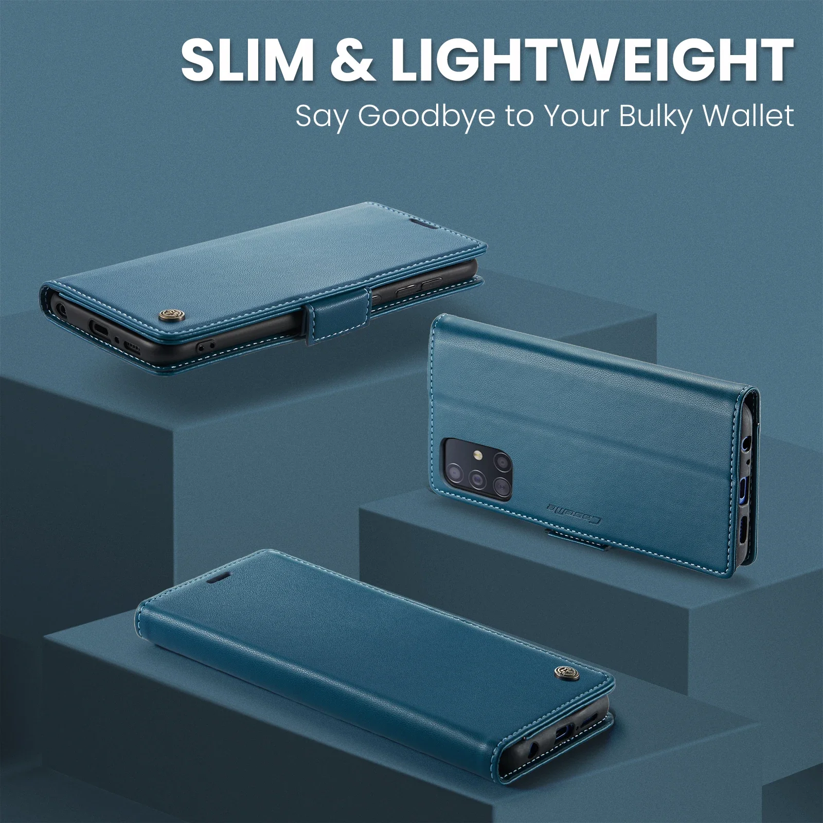 Luxury Business Leather Wallet Case with Card Slots and Flip Cover